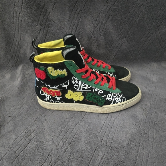 Puma Other - Puma Basket Mid Dee & Ricky Sneakers Mens Sz 10 Casual Sneakers Black Graffiti.